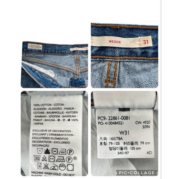 LEVI'S PREMIUM WEDGIE ANKLE JEANS Distressed Rigid Denim Women Size 31 - Picture 13 of 13